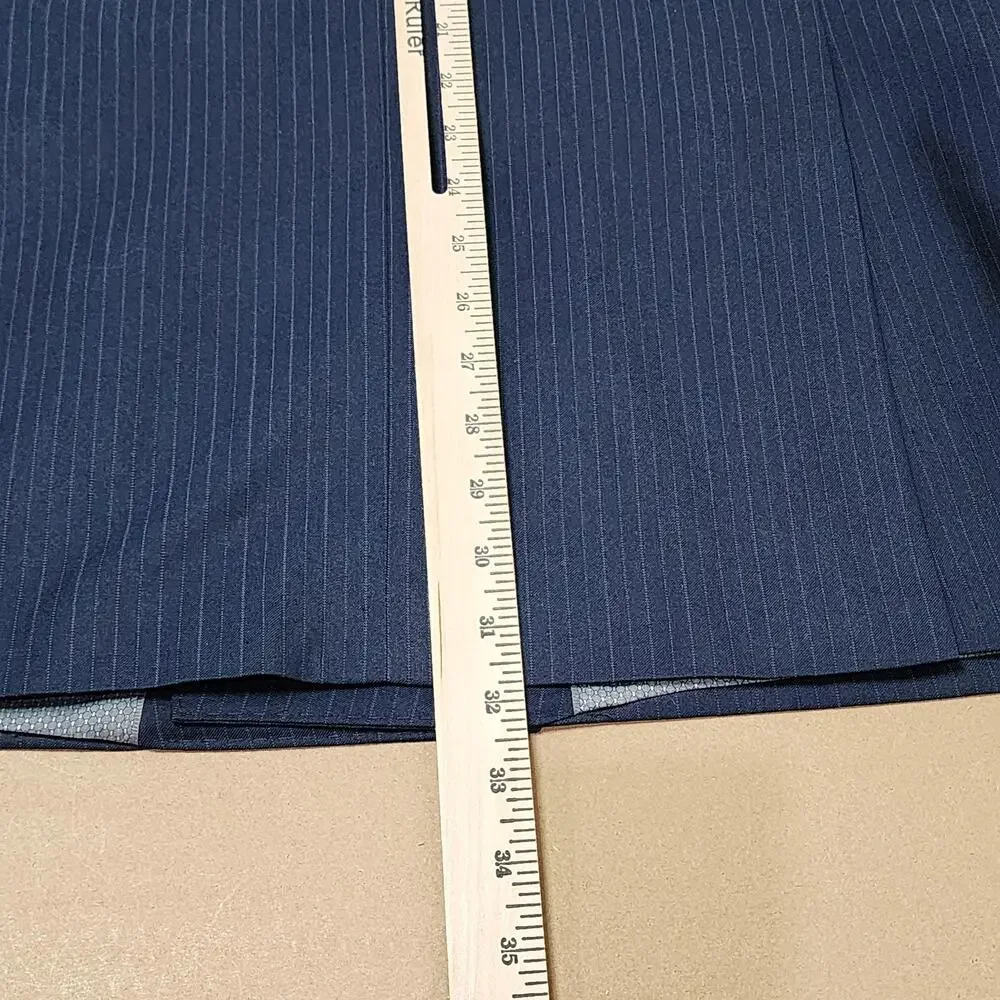 Bertolini Suit Jacket Mens 44 Blue Pinstripe Double Breasted Wool Silk Lined